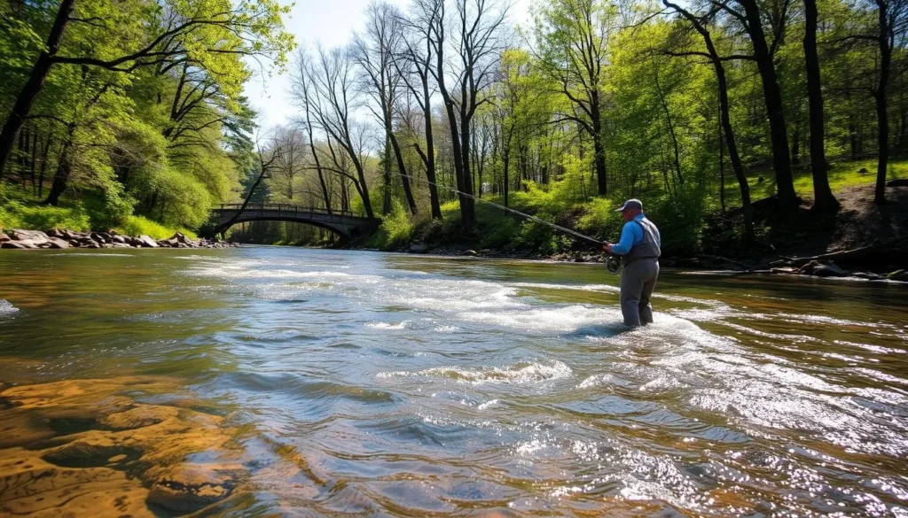 Fishing on Salmon River in Oswego County, New York Fishing on Salmon River in Oswego County, New York