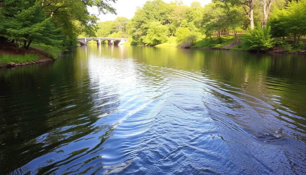 Floating down the Meramec River with a serene landscape
