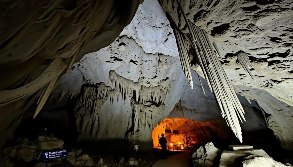 Florida Caverns State Park showing limestone formations inside the cave system, a popular day trip from Holmes County Florida Caverns State Park showing limestone formations inside the cave system, a popular day trip from Holmes County