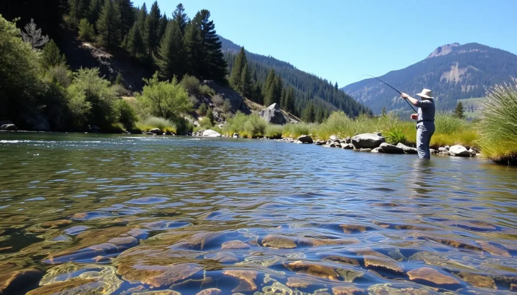 Fly fishing in the Sacramento River near Dunsmuir, a popular activity among the best things to do in Siskiyou County California Fly fishing in the Sacramento River near Dunsmuir, a popular activity among the best things to do in Siskiyou County California