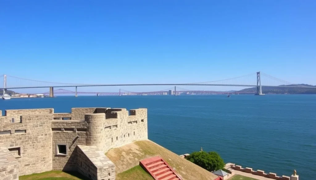 Fort Wadsworth overlooking the Verrazzano-Narrows Bridge in Richmond County, New York Fort Wadsworth overlooking the Verrazzano-Narrows Bridge in Richmond County, New York