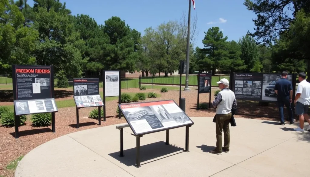 Freedom Riders Park in Anniston with commemorative displays Freedom Riders Park in Anniston with commemorative displays