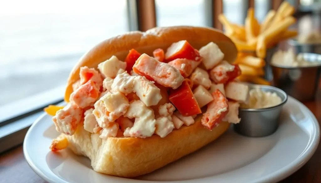 Fresh lobster roll from Sam's Chowder House in Half Moon Bay Fresh lobster roll from Sam's Chowder House in Half Moon Bay
