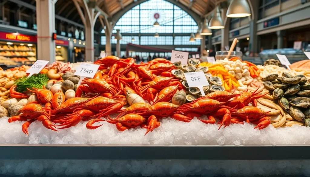 Fresh seafood display at the Ferry Building Marketplace in San Francisco Fresh seafood display at the Ferry Building Marketplace in San Francisco