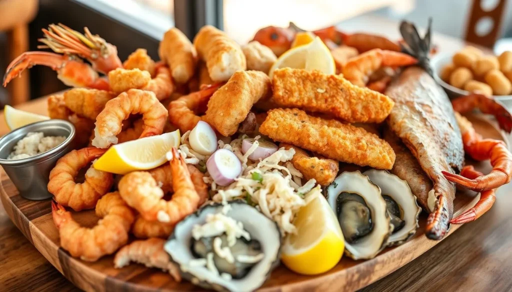 Fresh seafood platter at a local Wakulla County restaurant, showcasing the area's culinary offerings