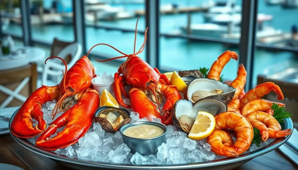Fresh seafood platter at a waterfront Nantucket restaurant Fresh seafood platter at a waterfront Nantucket restaurant