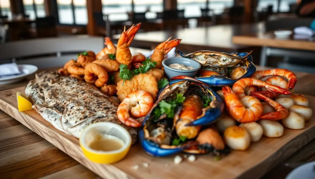 Fresh seafood platter at a waterfront restaurant in Homosassa, Citrus County, Florida Fresh seafood platter at a waterfront restaurant in Homosassa, Citrus County, Florida