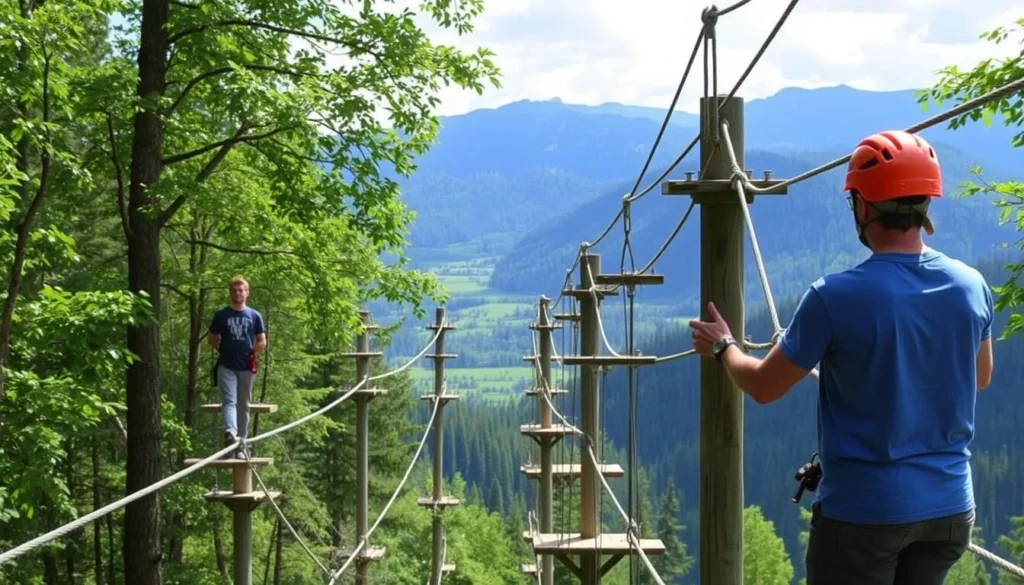 Gantrisch Ropes Course with challenging obstacles
