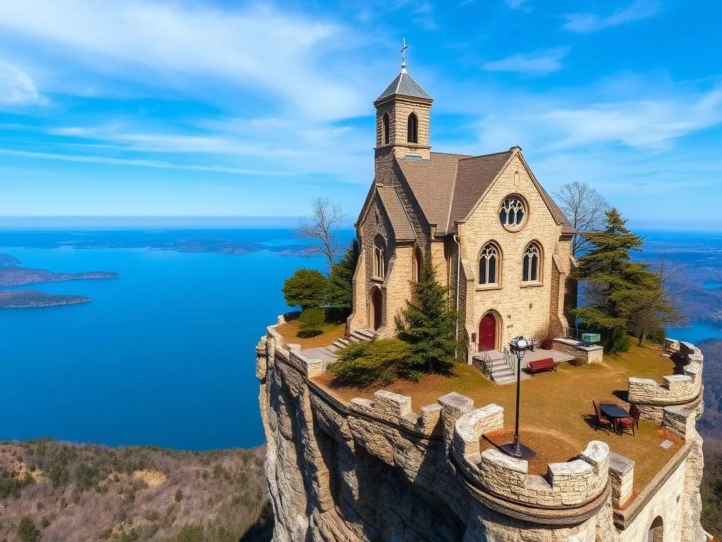 Garrett Memorial Chapel on Bluff Point in Yates County with Keuka Lake views Garrett Memorial Chapel on Bluff Point in Yates County with Keuka Lake views