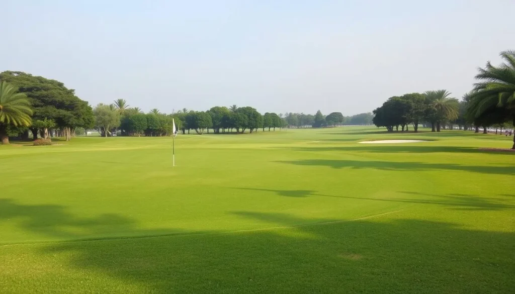Generate an image of Aba Sports Club's golf course, showcasing its serene environment.