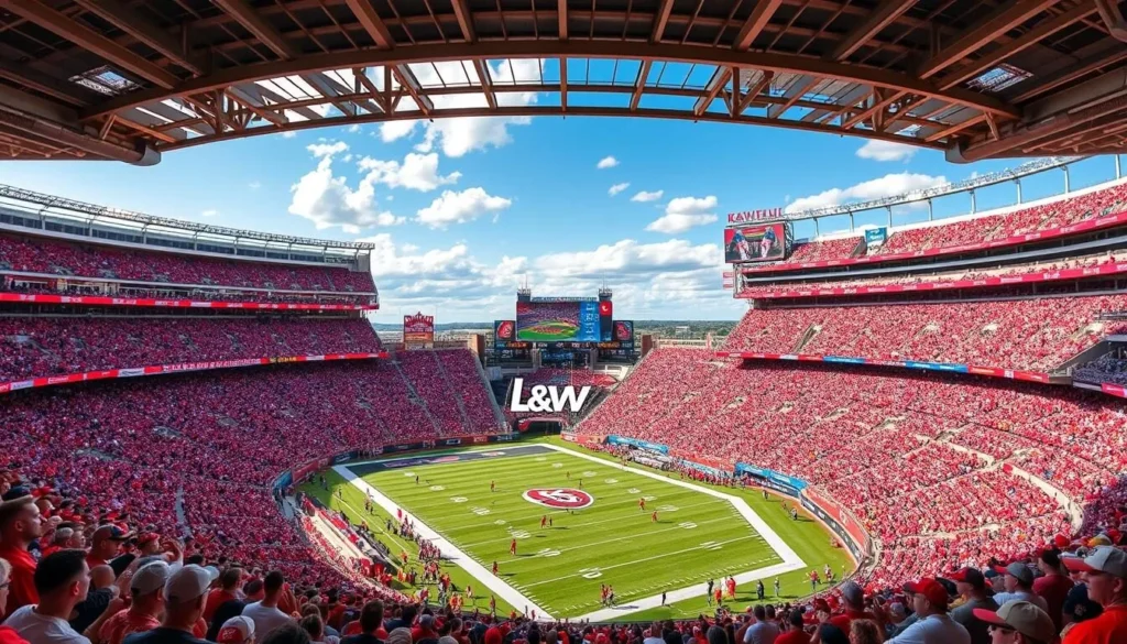 Generate an image of Arrowhead Stadium or Kauffman Stadium during a game.