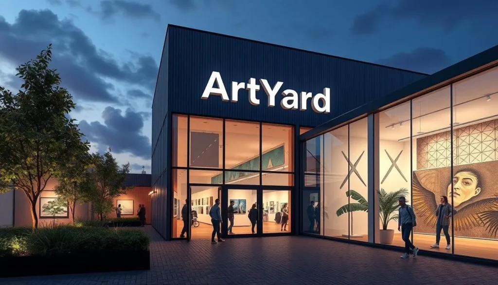 Generate an image of ArtYard's exterior or a notable exhibition
