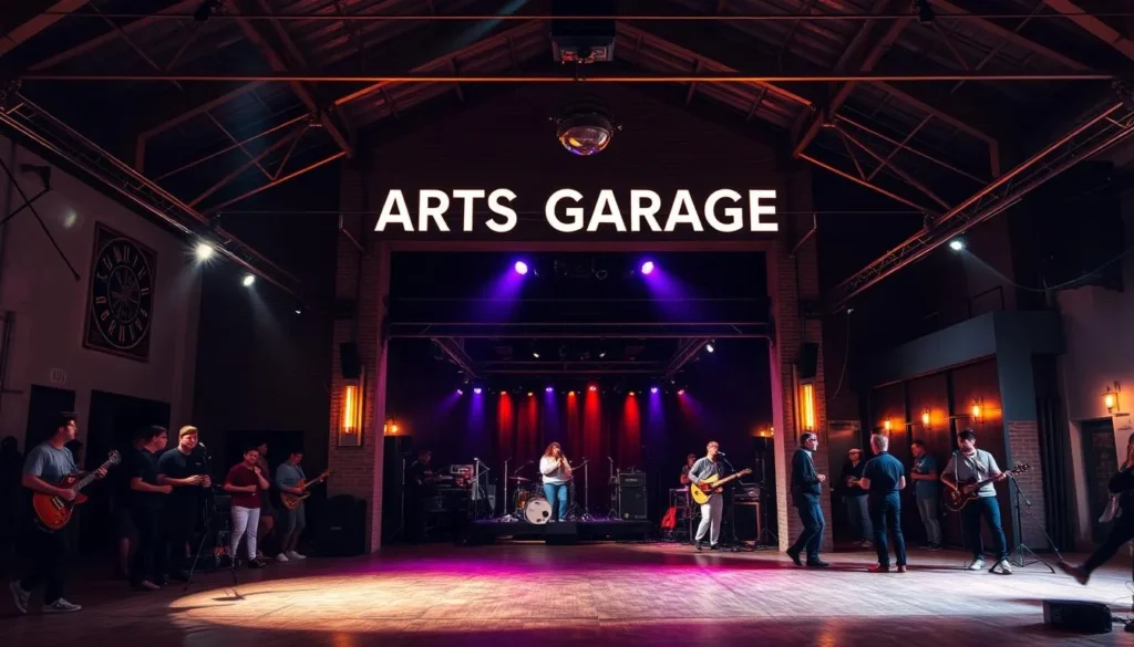 Generate an image of Arts Garage, highlighting its role as a live music and performance venue.
