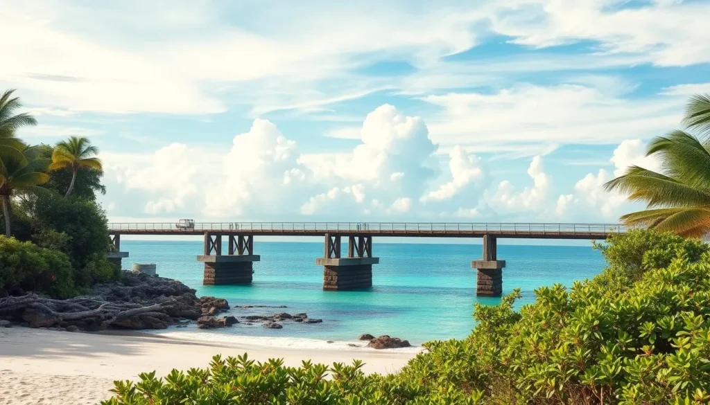 Generate an image of Bahia Honda State Park with the old Bahia Honda Bridge.