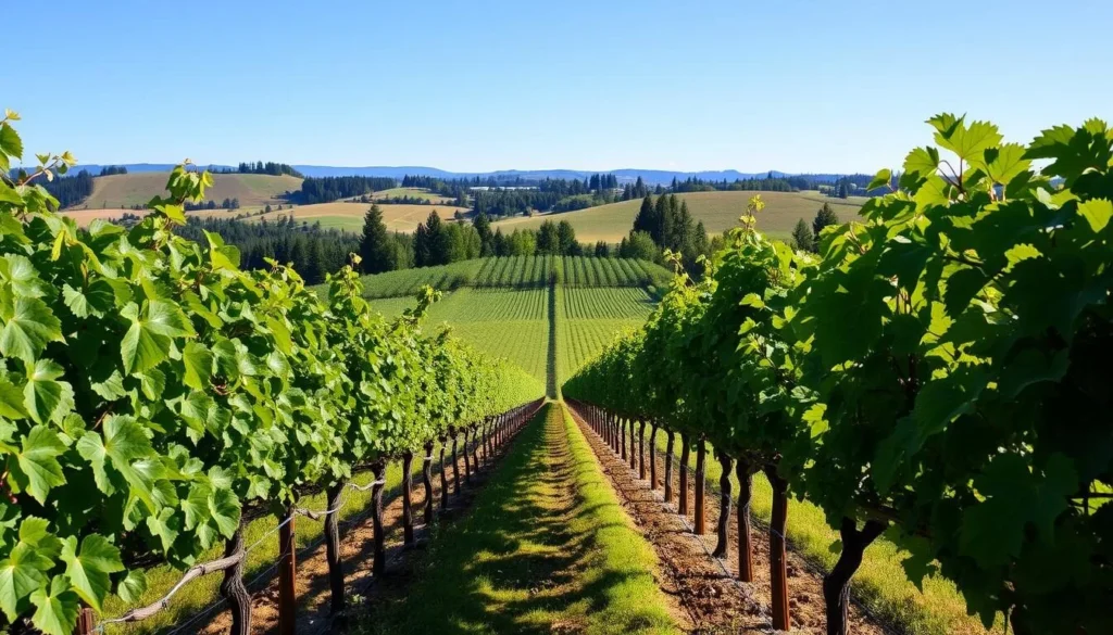 Generate an image of Bergström Winery's biodynamic vineyards in Willamette Valley