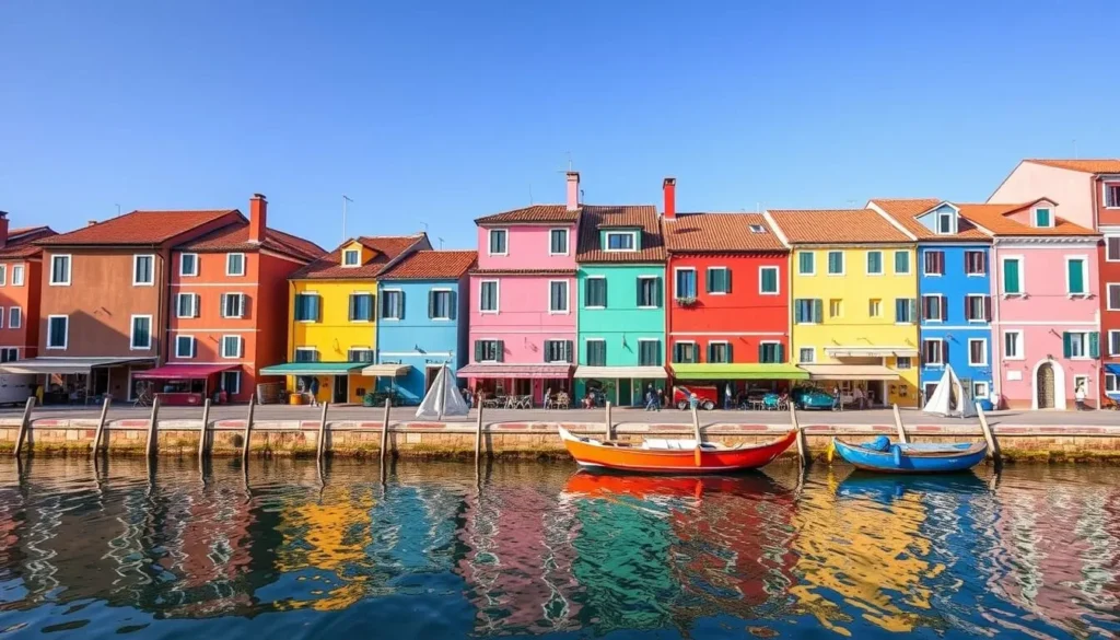 Generate an image of Burano's colorful houses