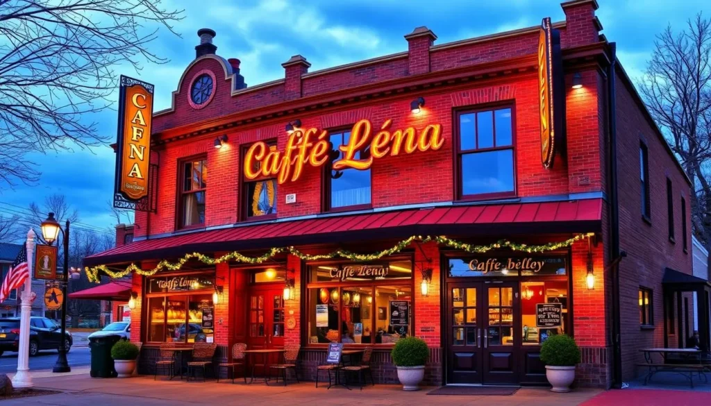 Generate an image of Caffe Lena, a historic live music venue in Saratoga Springs.
