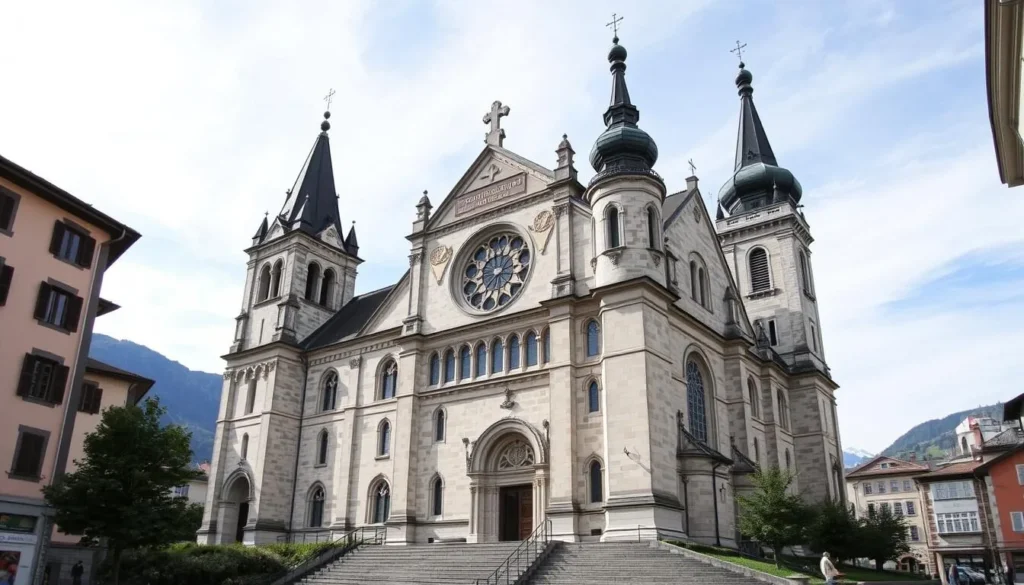 Generate an image of Cathédrale Notre-Dame du Glarier, Sion, Switzerland, showcasing its architectural beauty and historical significance.