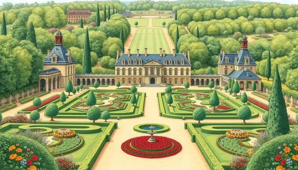 Generate an image of Château de Villandry's Renaissance gardens