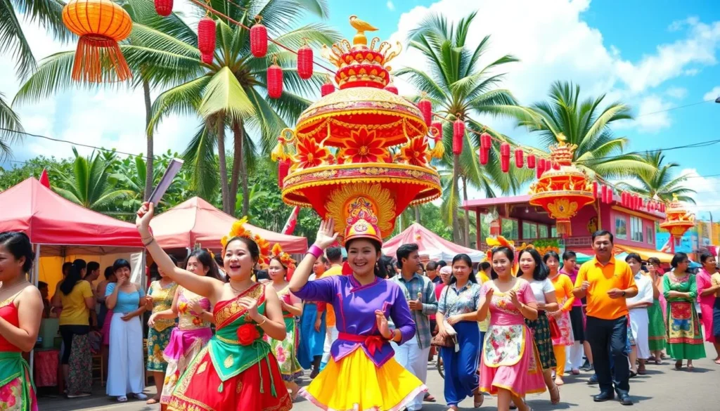 Generate an image of Con Dao Islands during a vibrant festival