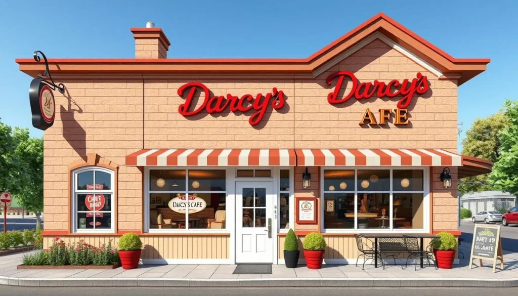 Generate an image of Darcy's Cafe exterior or interior