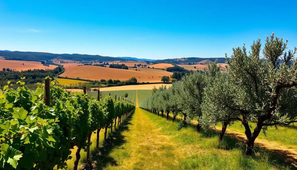 Generate an image of Domaine d'Estoublon's vineyard and olive grove.