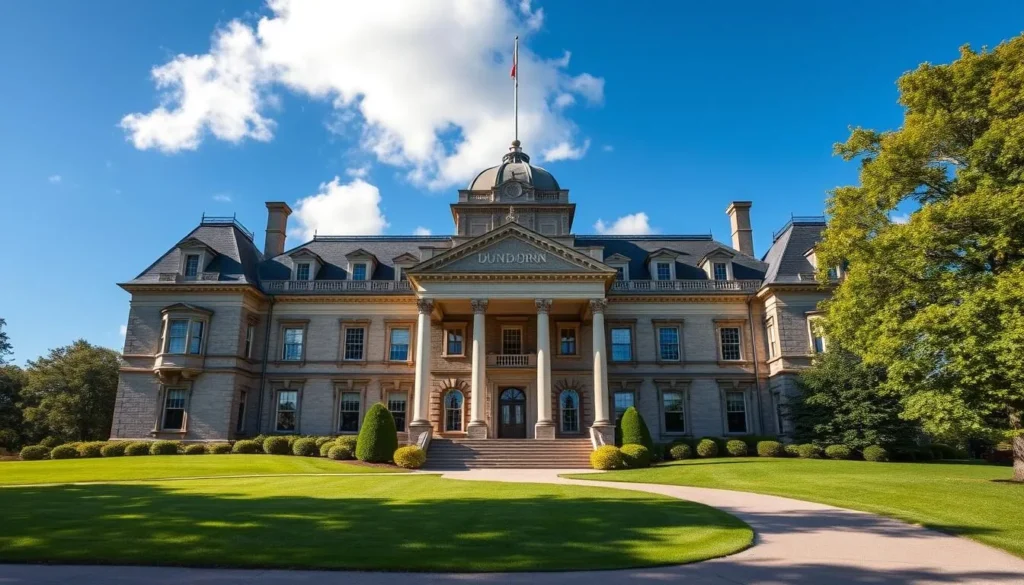 Generate an image of Dundurn Castle, a stunning neoclassical mansion in Hamilton, Ontario.