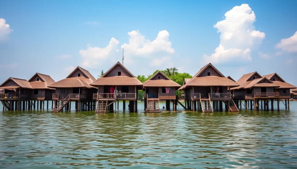 Generate an image of Ganvie stilt village on Lake Nokoué