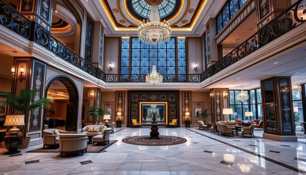 Generate an image of Hotel Agrabad's luxurious lobby