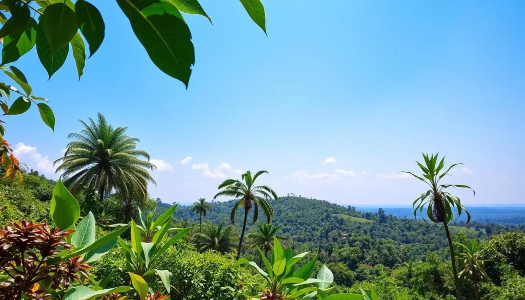 Generate an image of IITA Ibadan's lush green landscape.
