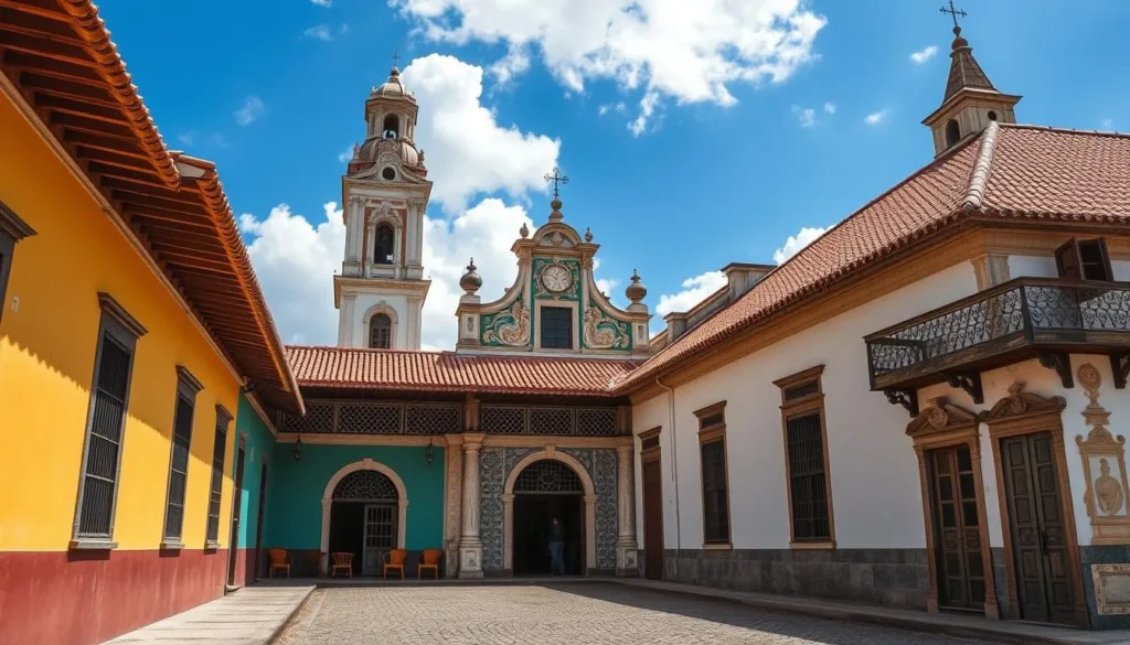 Generate an image of Ilha de Mozambique's colonial architecture and historic sites.