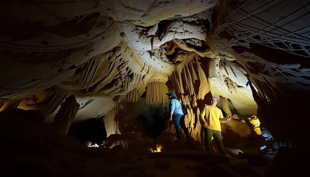 Generate an image of Inday Nelly's Mystical Cave with its unique rock formations.