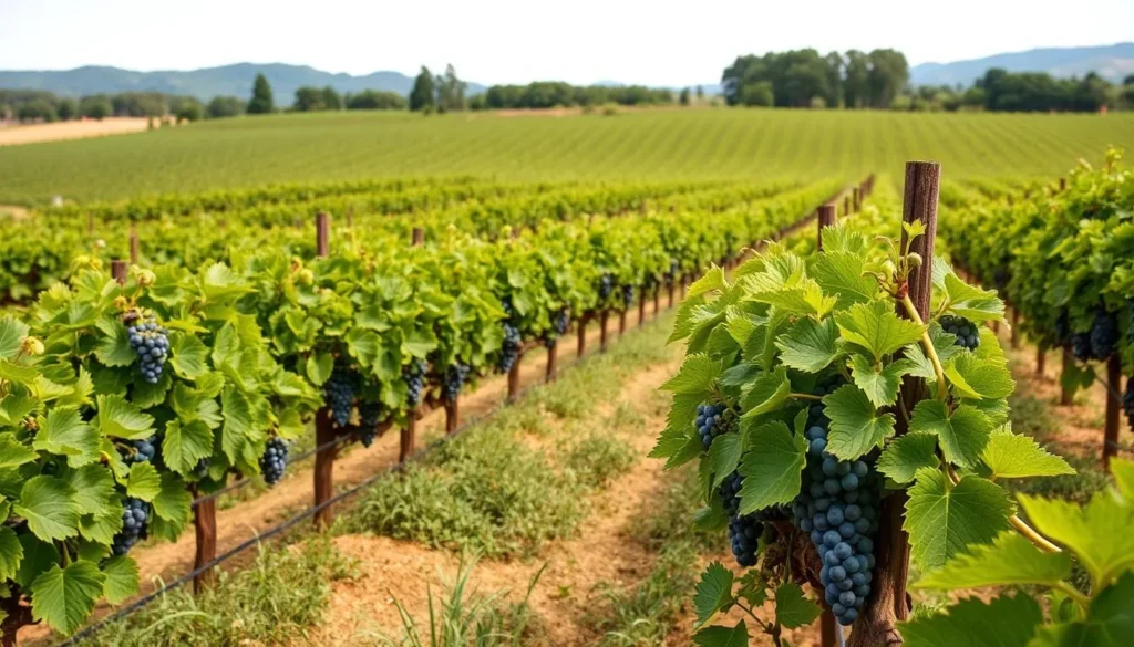 Generate an image of Jean Becker's vineyards, highlighting their organic farming practices.