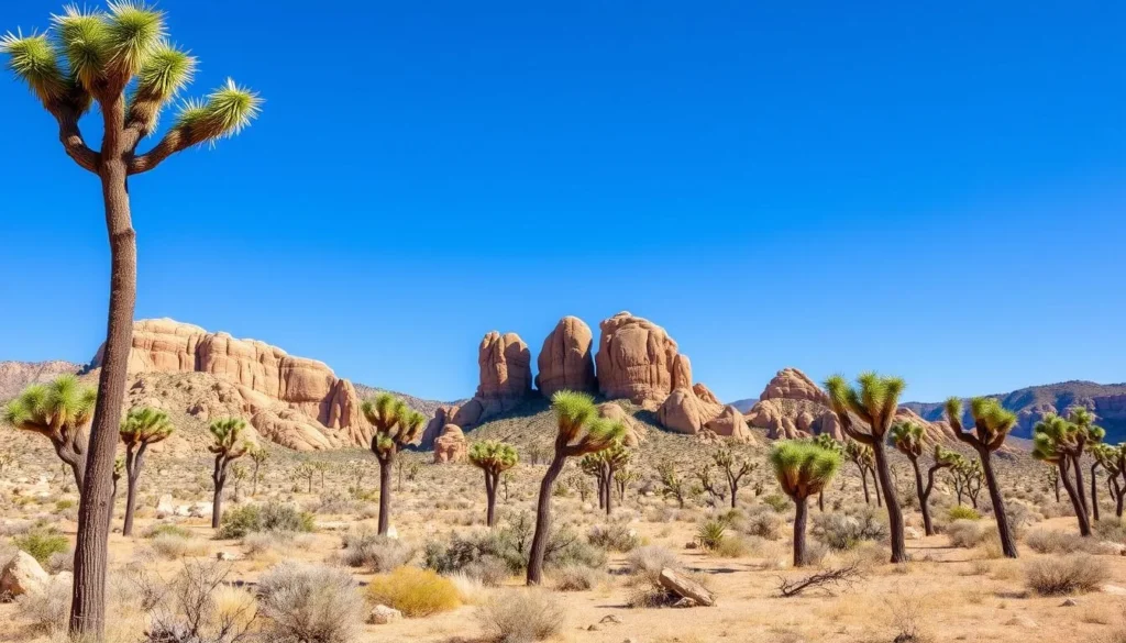 Generate an image of Joshua Tree National Park's iconic landscape.