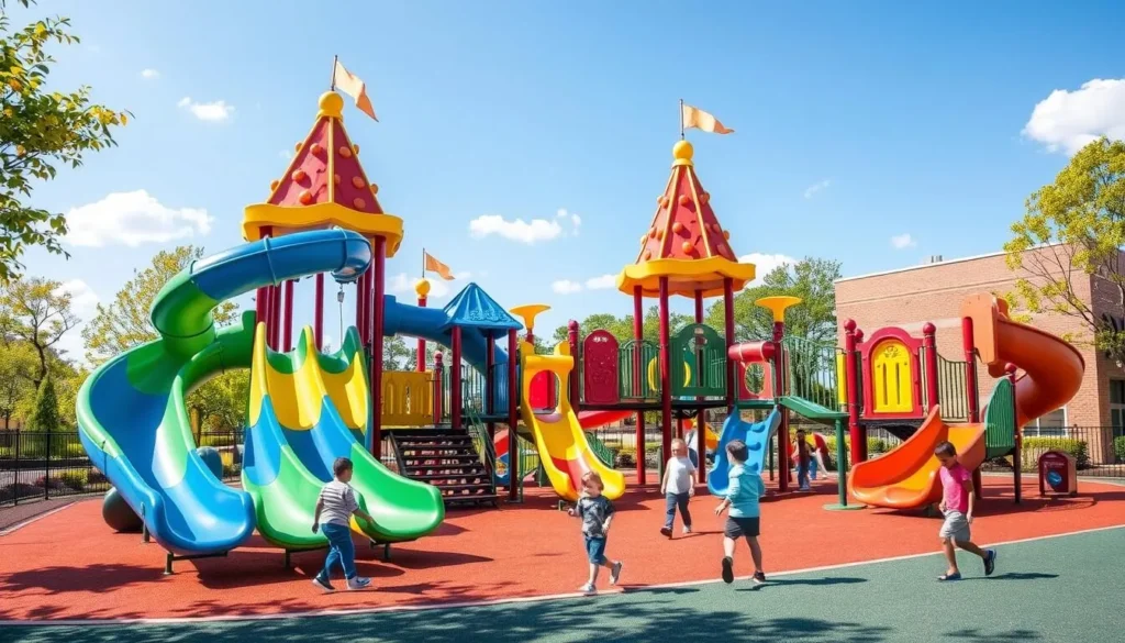 Generate an image of Kids Castle playground in Doylestown, PA