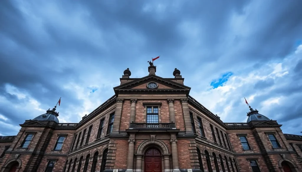 Generate an image of Kilmainham Gaol's imposing facade