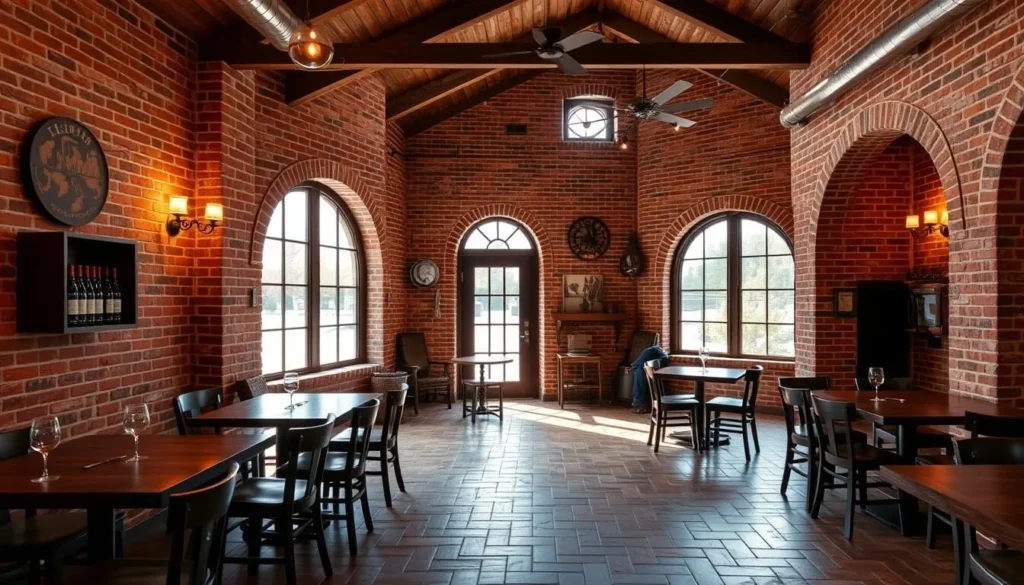 Generate an image of Klinker Brick Winery's unique tasting room made of brick.