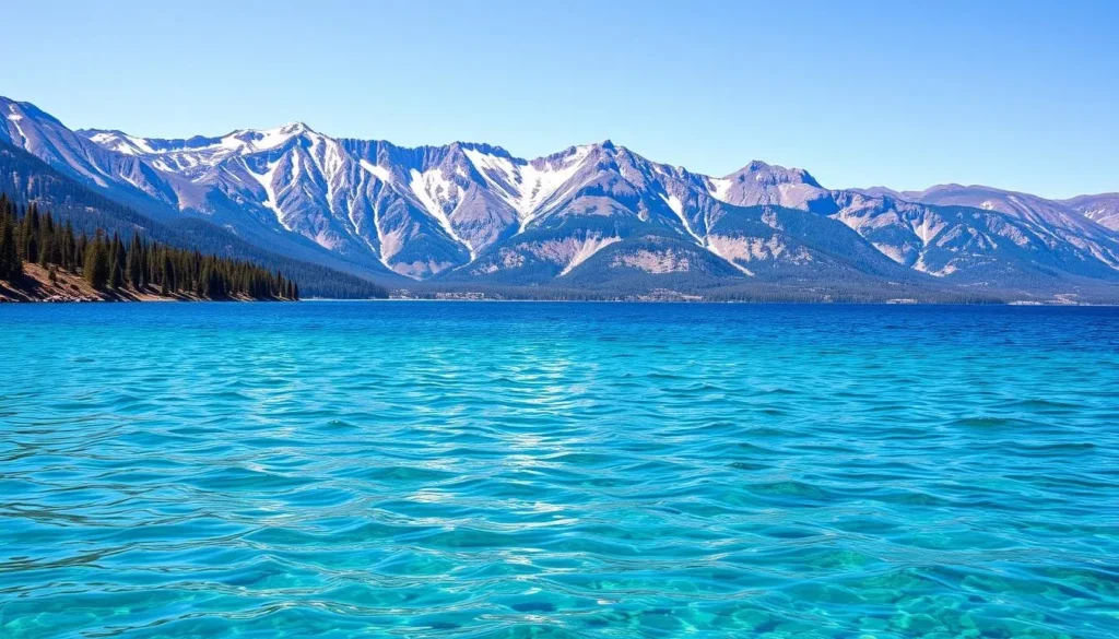 Generate an image of Lake Tahoe with crystal-clear waters surrounded by majestic Sierra Nevada mountains.