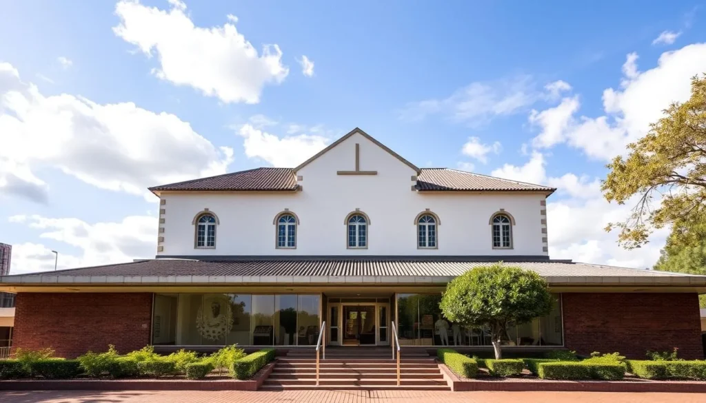 Generate an image of Le Musée de Tshikapa, showcasing its exterior or a significant exhibit.