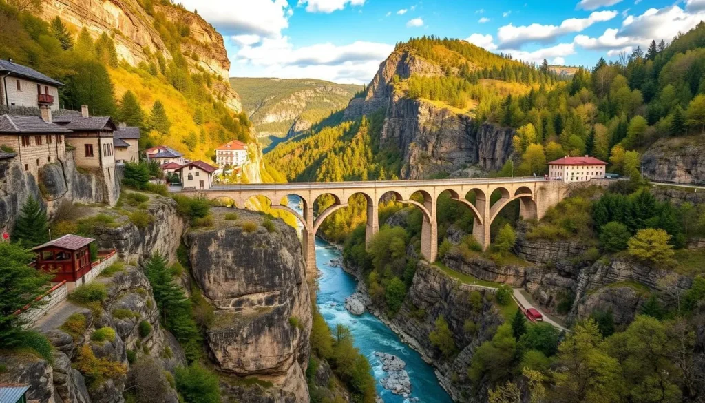 Generate an image of Linth Canyon with Pantenbrücke