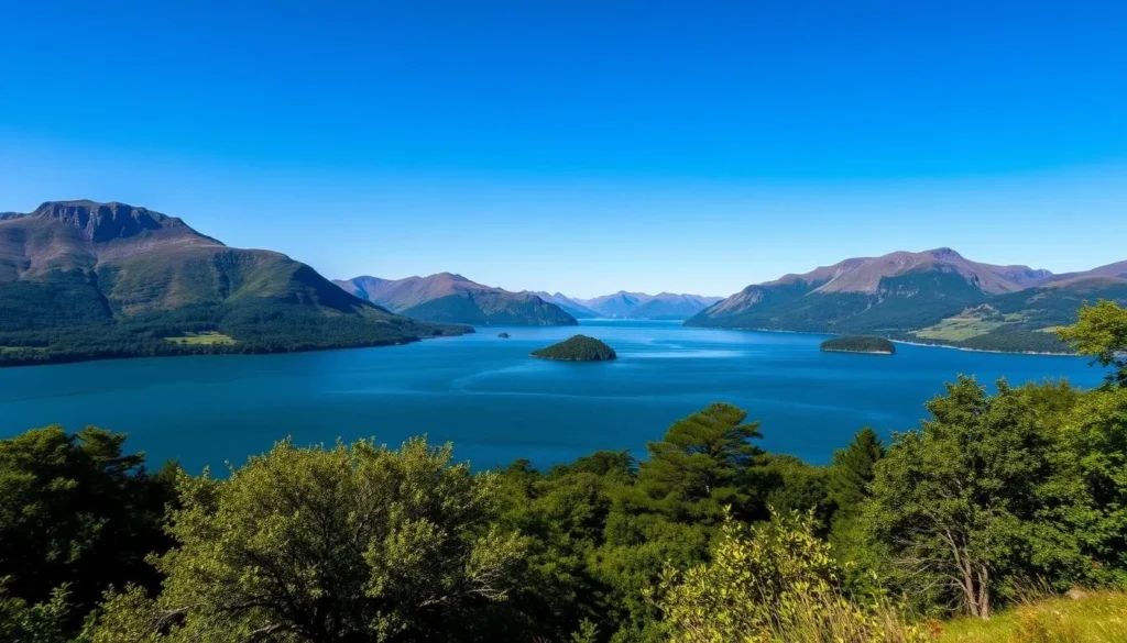 Generate an image of Lough Gill, with the surrounding mountains.