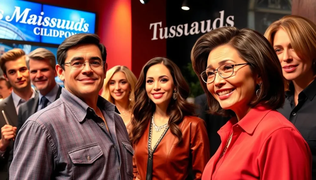 Generate an image of Madame Tussauds Singapore, featuring lifelike wax figures of international celebrities.