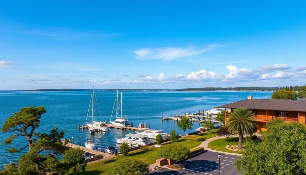 Generate an image of Miller's Landing Resort's waterfront view.