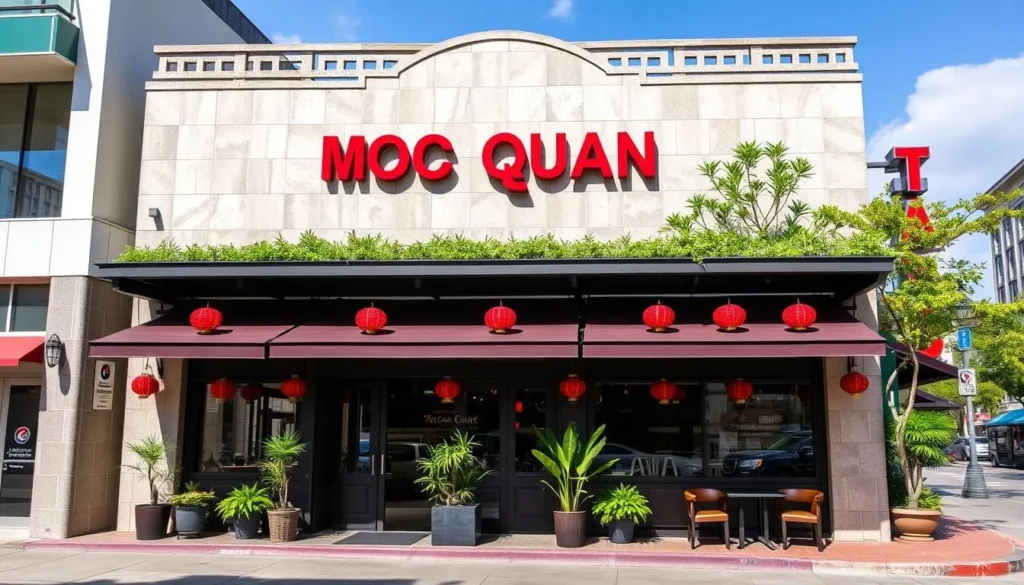 Generate an image of Moc Quan's exterior at UE Square