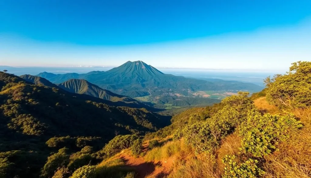Generate an image of Mount Namuli's hiking trails and scenic views.