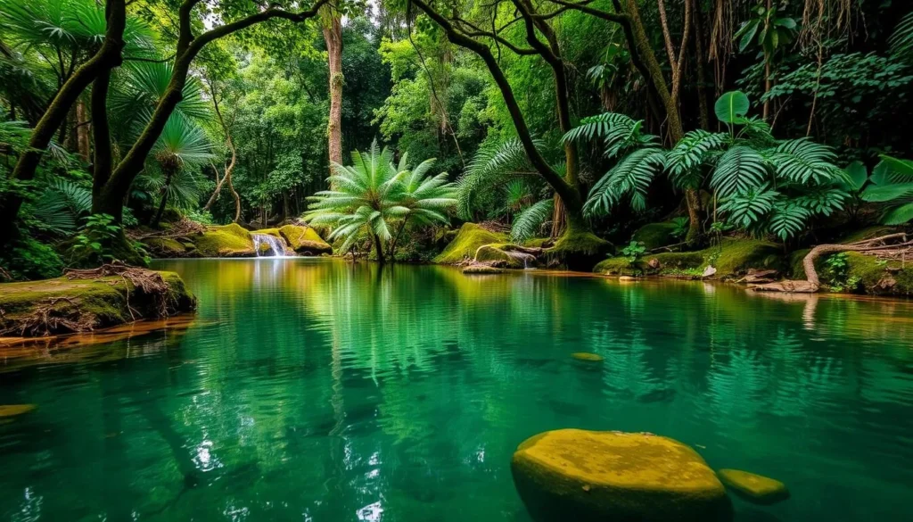 Generate an image of Okpu Anan Springs, a serene natural spring in Nnewi, Nigeria.
