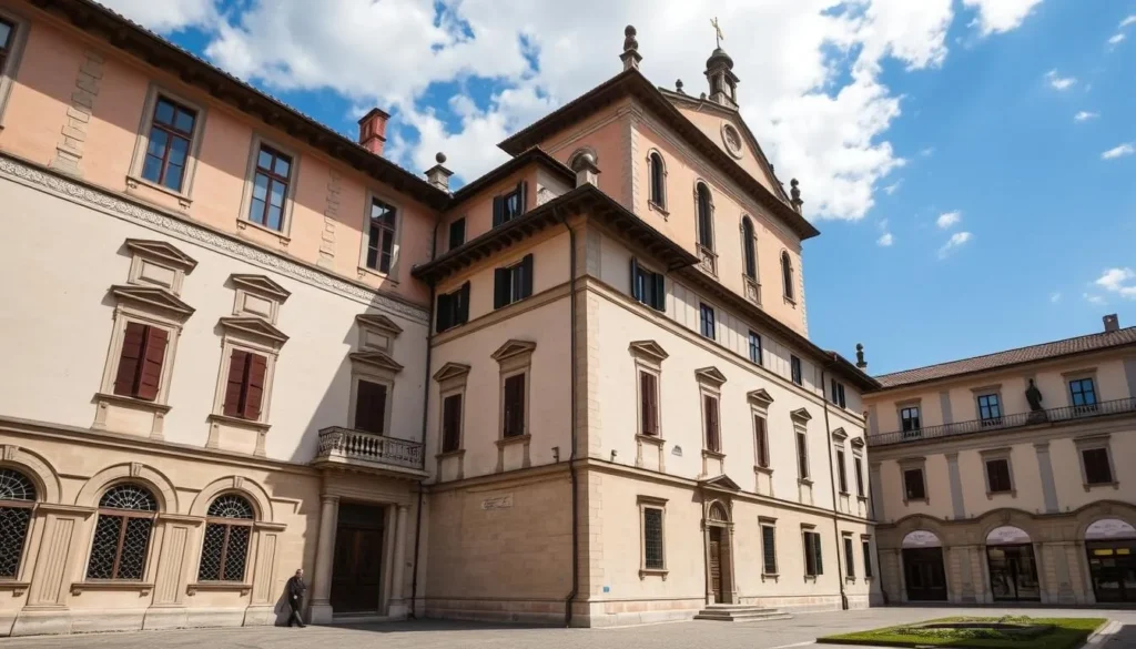 Generate an image of Palazzo Landriani in Seregno, Italy, highlighting its 17th-century architecture and the Civic Art Gallery.