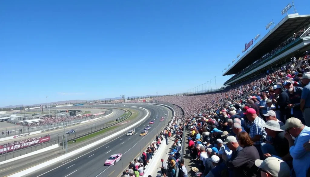 Generate an image of Perris Auto Speedway during a race event