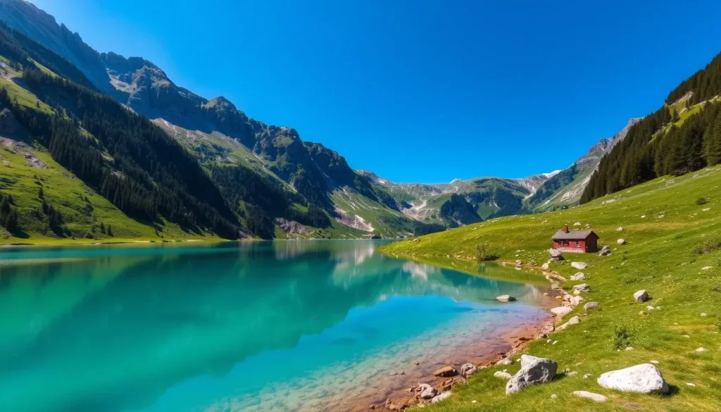 Generate an image of Schatzalp Mountain with a serene alpine landscape.