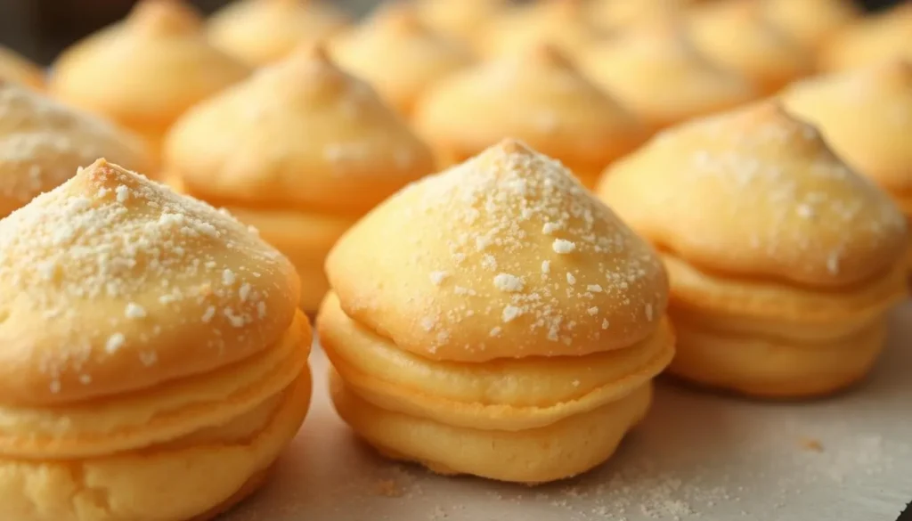 Generate an image of Schmidt's cream puffs, showcasing their light and airy texture.